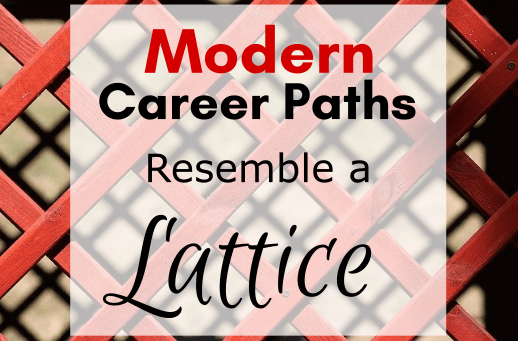 Text over a red lattice