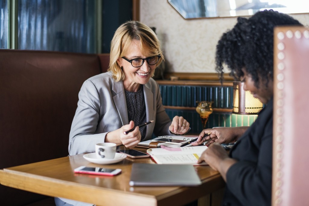 Two women having coffee